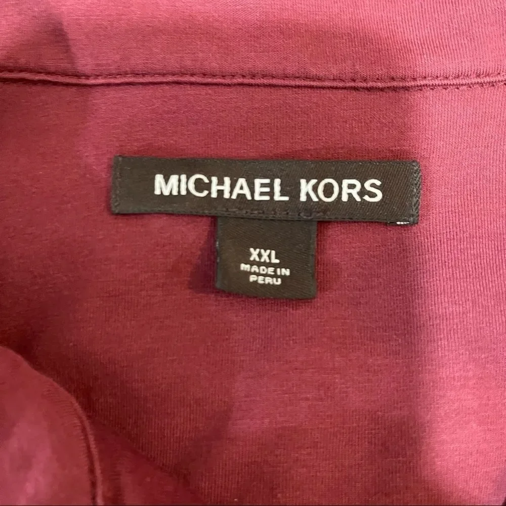 Michael Kors Mens Sweater 2XL Mock Neck Red Half Zip - Picture 10 of 14
